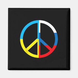 Peace Sign In Ukraine And Russian Flag - World Pea Magnet