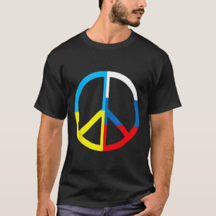Peace Sign In Ukraine And Russian Flag - World Pea T-Shirt