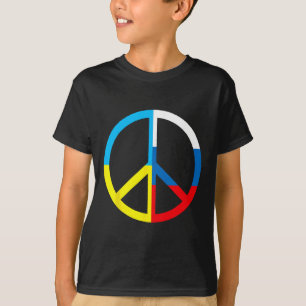 Peace Sign In Ukraine And Russian Flag - World Pea T-Shirt