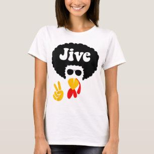 Peace Sign Jive Turkey Face Funny Thanksgiving Gif T-Shirt