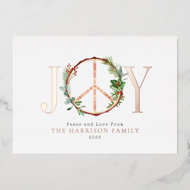 Peace Sign Joy Love Rustic Christmas (Front)