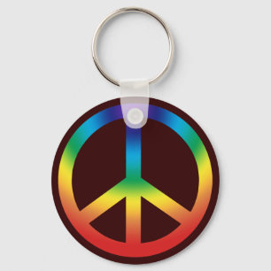Peace Sign key chain; Chakra Colours Ring