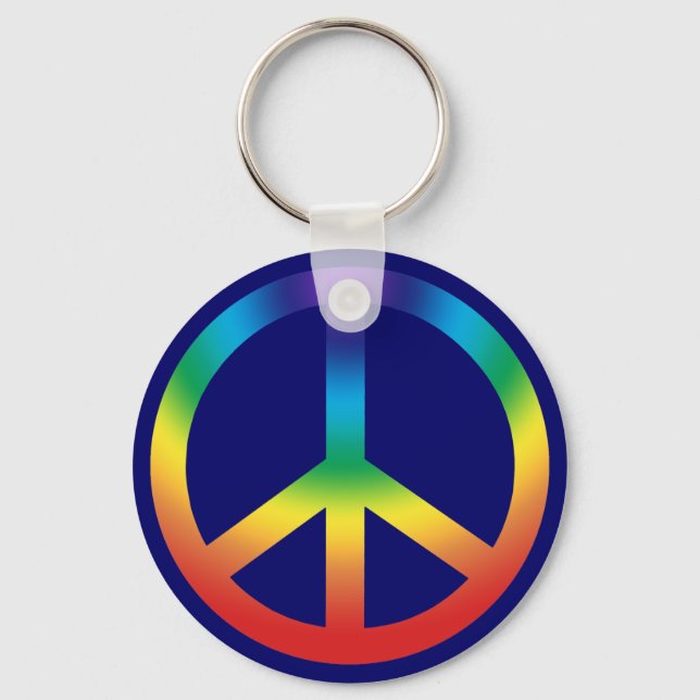 Peace Sign Keychain in Chakra Colours (Front)