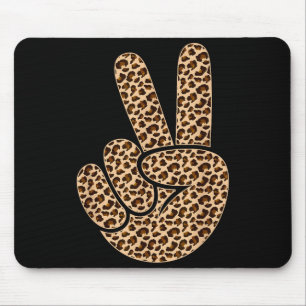 Peace sign leopard print boys animal print girls mouse mat