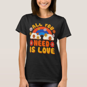 Peace Sign Love 1960s 1970s Tie Dye Groovy Hippie T-Shirt