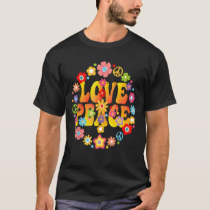 Peace Sign Love 1960s 1970s  Tie Dye Groovy Hippie T-Shirt