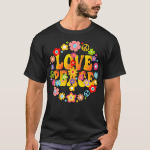PEACE SIGN LOVE 1960s 1970s  Tie Dye Groovy Hippie T-Shirt