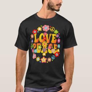 PEACE SIGN LOVE 1960s 1970s  Tie Dye Groovy Hippie T-Shirt