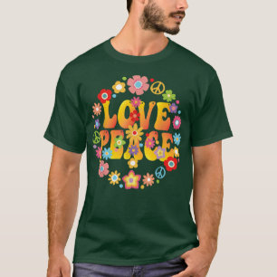 PEACE SIGN LOVE 1960s 1970s Tie Dye Groovy Hippie T-Shirt