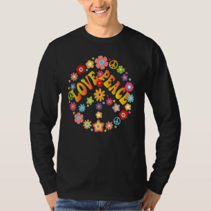 Peace Sign Love 1960s 1970s  Tie Dye Groovy Hippie T-Shirt