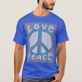 PEACE SIGN LOVE 1960s 1970s  Tie Dye Groovy Hippie T-Shirt