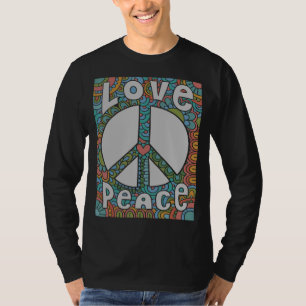 Peace Sign Love 1960s 1970s Tie Dye Groovy Hippie T-Shirt
