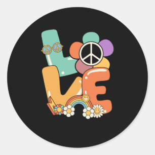 Peace Sign Love 60 s 70 s Shirts 70s Outfits print Classic Round Sticker