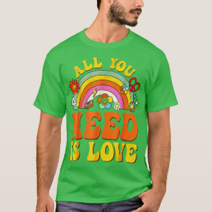 Peace Sign Love 60s 70 Hippie Groovy Vibes Hallowe T-Shirt