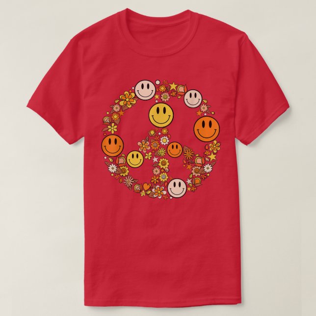 Peace Sign Love 60s 70 Hippie Groovy Vibes Hallowe T-Shirt (Design Front)