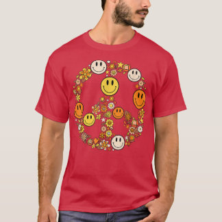 Peace Sign Love 60s 70 Hippie Groovy Vibes Hallowe T-Shirt