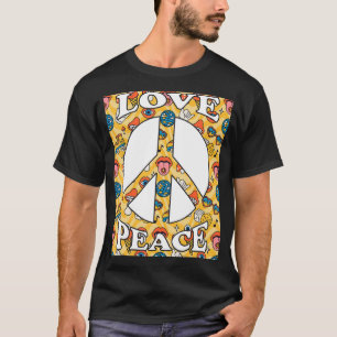 Peace Sign Love 60s 70s 80s 90s Retro Hippie Vinta T-Shirt