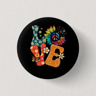Peace Sign Love 60s 70s Costume Groovy Hippie Them 3 Cm Round Badge