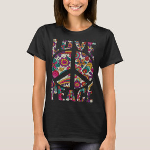 Peace Sign Love 60s 70s Costume Groovy Hippie Them T-Shirt