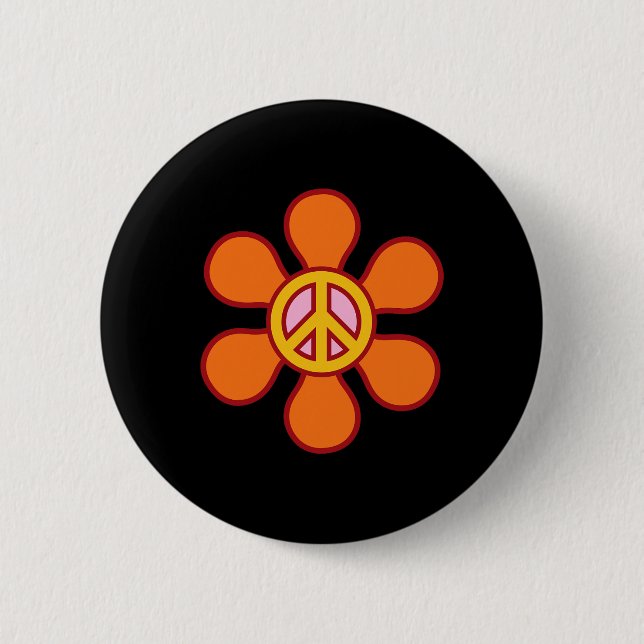 PEACE SIGN LOVE 60s 70s Groovy Hippie Costume Hall 6 Cm Round Badge (Front)