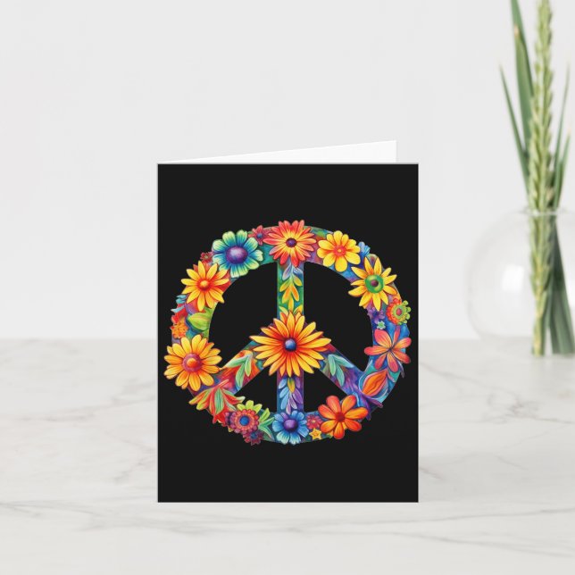 Peace Sign Love 60s 70s Groovy Hippie Costume Hall Card (Front)