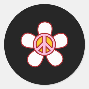 Peace Sign Love 60s 70s Groovy Hippie Costume Hall Classic Round Sticker