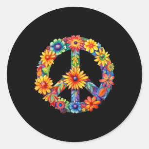 Peace Sign Love 60s 70s Groovy Hippie Costume Hall Classic Round Sticker