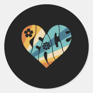 Peace Sign Love 60s 70s Groovy Hippie Costume Hall Classic Round Sticker