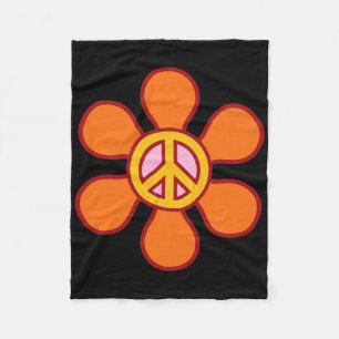 Peace Sign Love 60s 70s Groovy Hippie Costume Hall Fleece Blanket