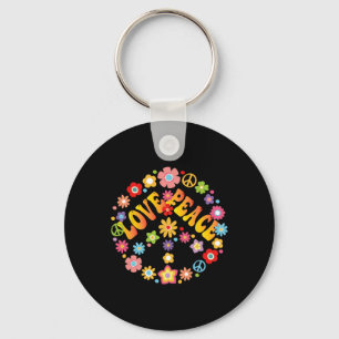 Peace Sign Love 60s 70s Groovy Hippie Costume Hall Key Ring