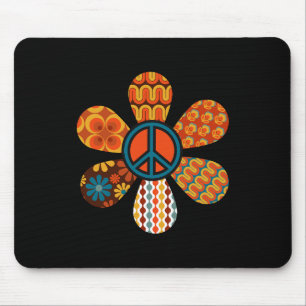 PEACE SIGN LOVE 60s 70s Groovy Hippie Costume Hall Mouse Mat