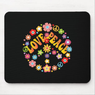 Peace Sign Love 60s 70s Groovy Hippie Costume Hall Mouse Mat