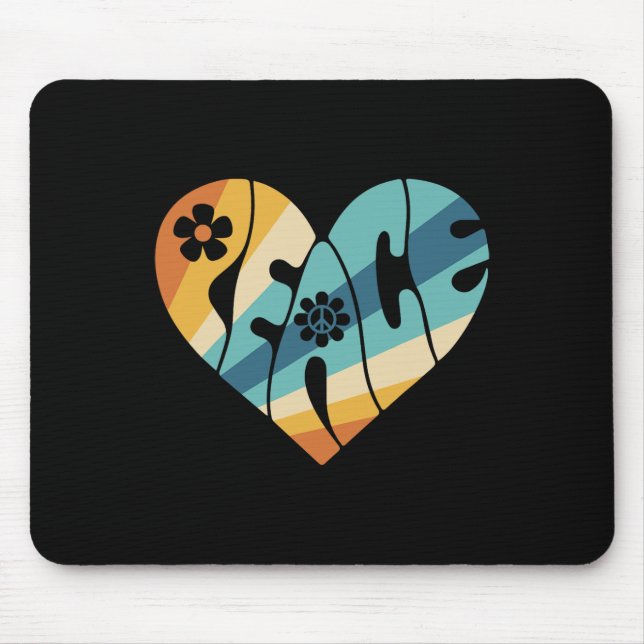 PEACE SIGN LOVE 60s 70s Groovy Hippie Costume Hall Mouse Mat (Front)