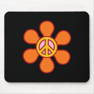 PEACE SIGN LOVE 60s 70s Groovy Hippie Costume Hall Mouse Mat