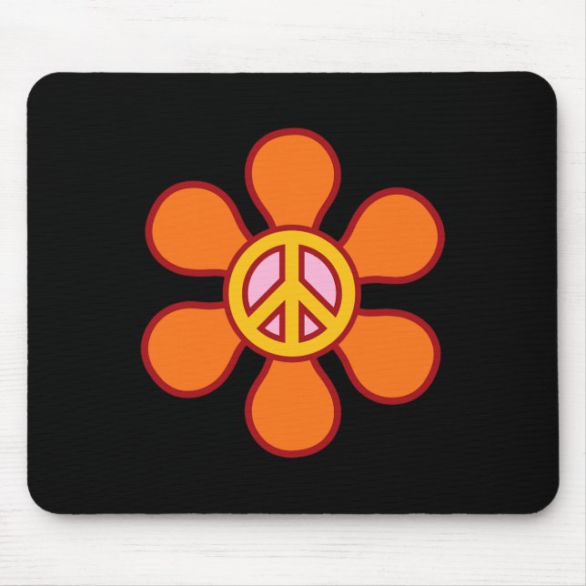 PEACE SIGN LOVE 60s 70s Groovy Hippie Costume Hall Mouse Mat (Front)