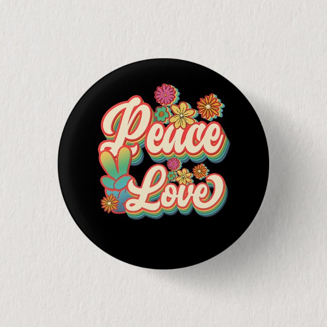 Peace Sign Love 60s 70s Hippie Costume Flowers Gir 3 Cm Round Badge (Front)