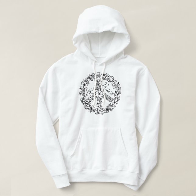 PEACE SIGN LOVE 60s 70s Hippie Halloween Costume  Hoodie (Design Front)