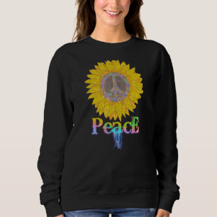 Peace Sign Love 60's 70's Hippie Tie Dye Colourful Sweatshirt