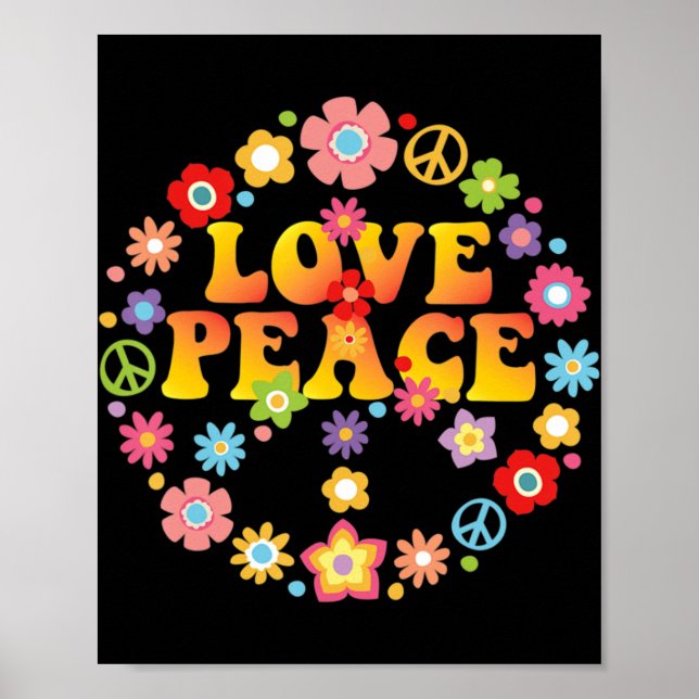 PEACE SIGN LOVE  60s 70s Tie Die Hippie Costume   (Front)