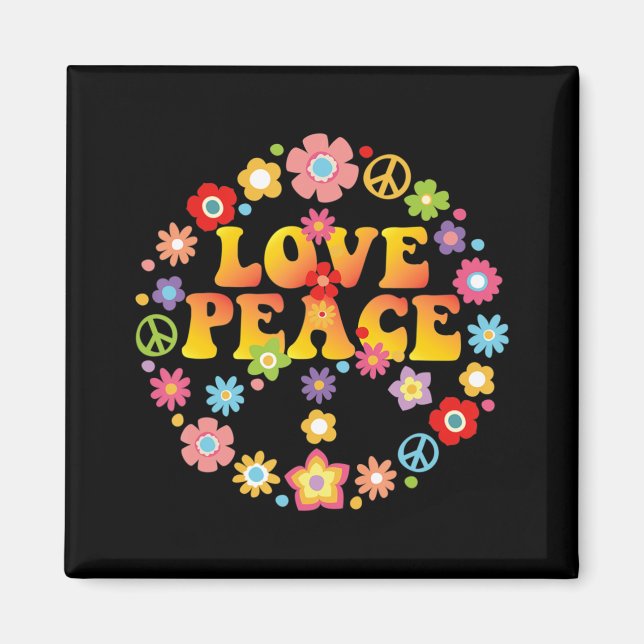 PEACE SIGN LOVE  60s 70s Tie Die Hippie Costume   Magnet (Front)