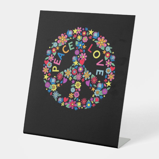 PEACE SIGN LOVE 60s 70s Tie Dye Hippie (Front)