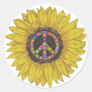 Peace Sign Love 60S 70S Tie Dye Hippie Classic Round Sticker