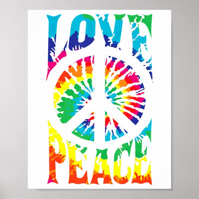 Peace Sign Love 60S 70S Tie Dye Hippie Costume  (Front)