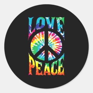 Peace Sign Love 60S 70S Tie Dye Hippie Costume  Classic Round Sticker