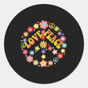 PEACE SIGN LOVE  60s 70s Tie Dye Hippie Costume   Classic Round Sticker