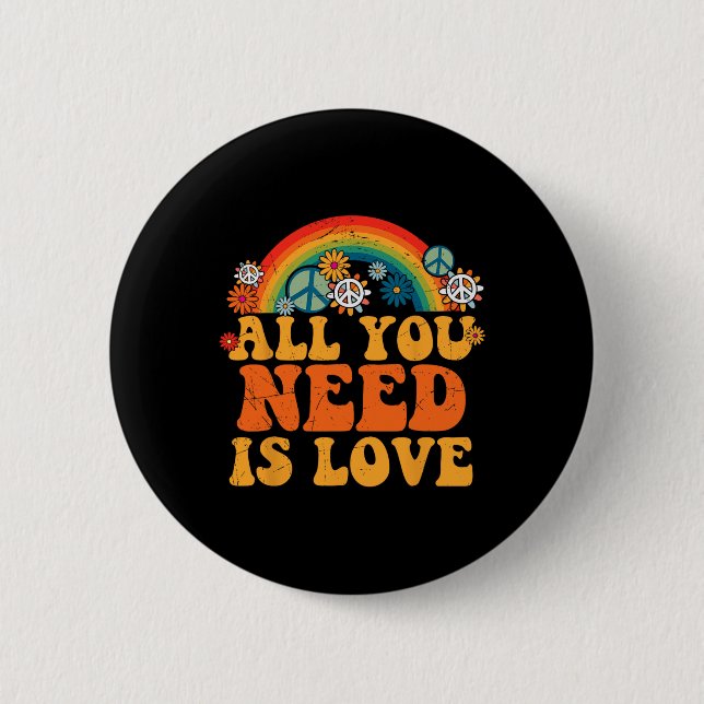 PEACE SIGN LOVE 60s 70s Tie Dye Hippie Costume Hal 6 Cm Round Badge (Front)