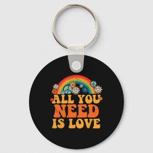 Peace Sign Love 60s 70s Tie Dye Hippie Costume Hal Key Ring
