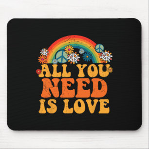 PEACE SIGN LOVE 60s 70s Tie Dye Hippie Costume Hal Mouse Mat