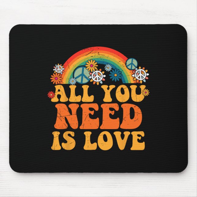 PEACE SIGN LOVE 60s 70s Tie Dye Hippie Costume Hal Mouse Mat (Front)