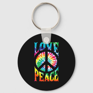 Peace Sign Love 60S 70S Tie Dye Hippie Costume  Key Ring